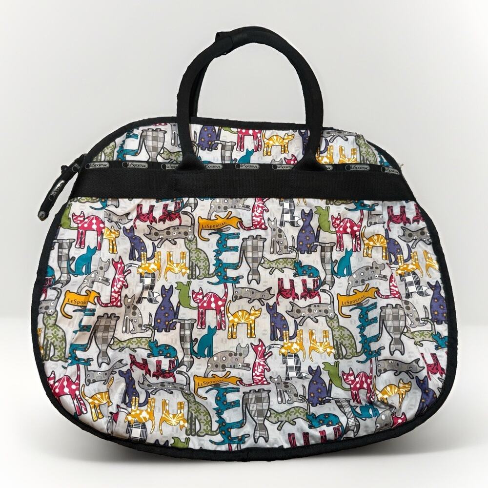 Le SportSac Extra Large Tote Expandable Duffle Bag Cats Meow Multicolor EUC